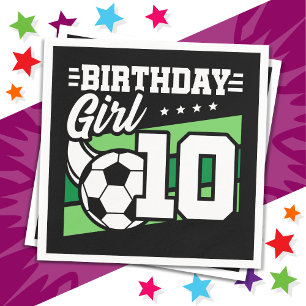 Servilleta De Papel Fútbol de 10 años Chica por décimo cumpleaños