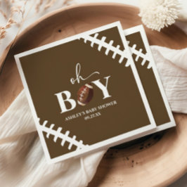 Servilleta De Papel Fútbol Oh Boy Brown White Baby Shower