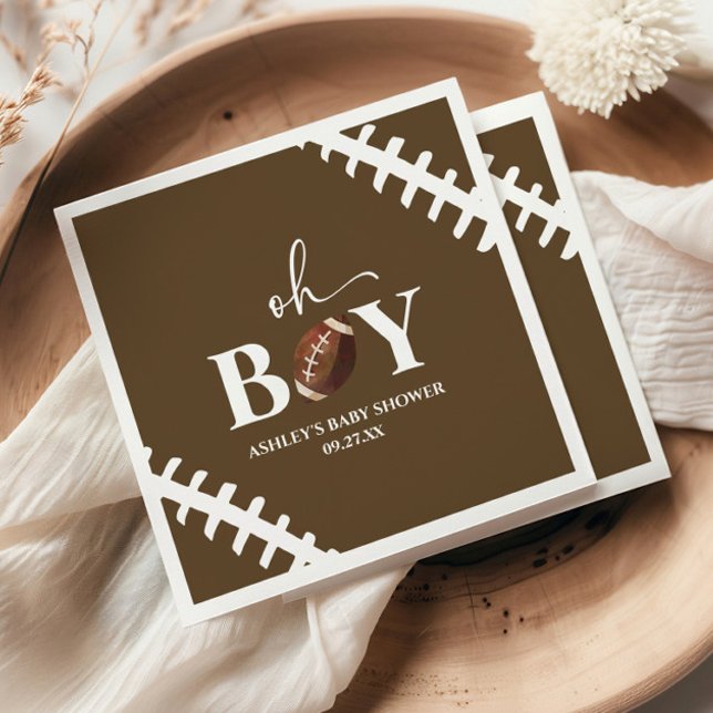 Servilleta De Papel Fútbol Oh Boy Brown White Baby Shower (Subido por el creador)