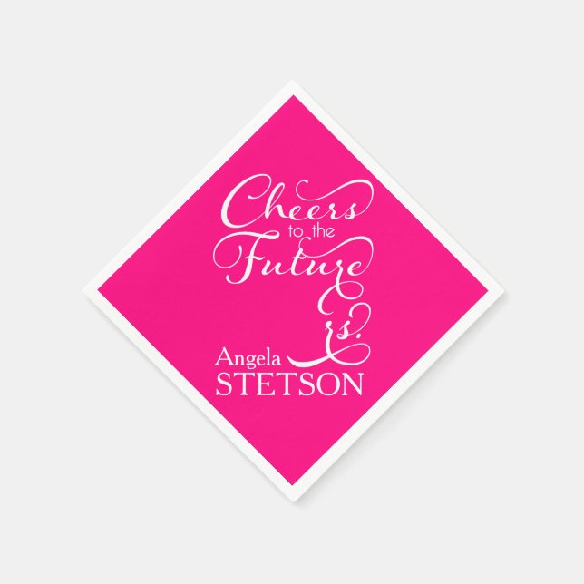 Servilleta De Papel Futura Sra. Bridal Shower | Fucsia brillante (Borde)