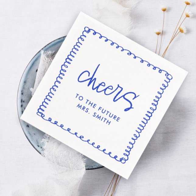 Servilleta De Papel Futura Sra. French Blue Bridal Shower Cheers (Subido por el creador)