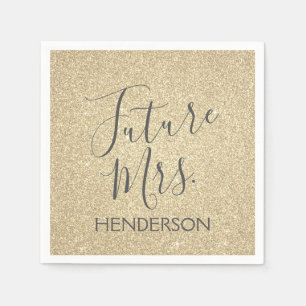 Servilleta De Papel Future Mrs Luxury Gold Sparkle Purpurina