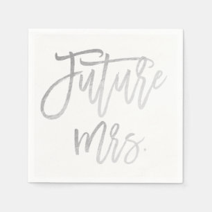 Servilleta De Papel Futuro Sra. Faux Plateado Moderno Bridal Shower