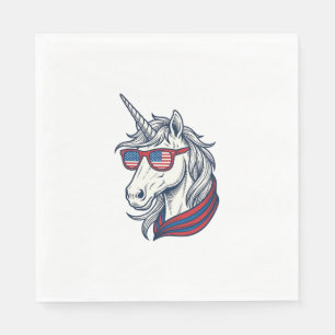Servilleta De Papel Gafas de sol con bandera de unicornio patriótico V