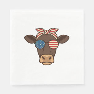 Servilleta De Papel Gafas de sol con cabeza de vaca patriótica diseño 