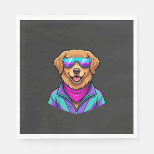 Servilleta De Papel Gafas de sol de perro lindo arte retro neón_1