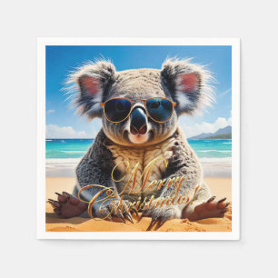 Servilleta De Papel Gafas de sol Koala Playa Soleada Feliz Navidad