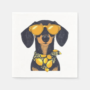 Servilleta De Papel Gafas de sol para perros Cool Dachshund con limone