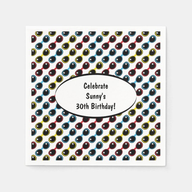 Servilleta De Papel Gafas de sol retro (Anverso)