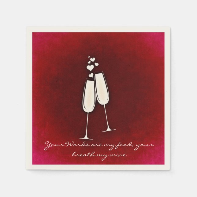 Servilleta De Papel Gafas de vino gemelo romántico El día de San Valen (Anverso)