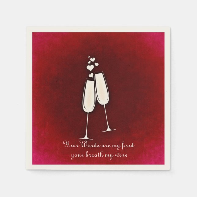 Servilleta De Papel Gafas de vino gemelo romántico El día de San Valen (Anverso)
