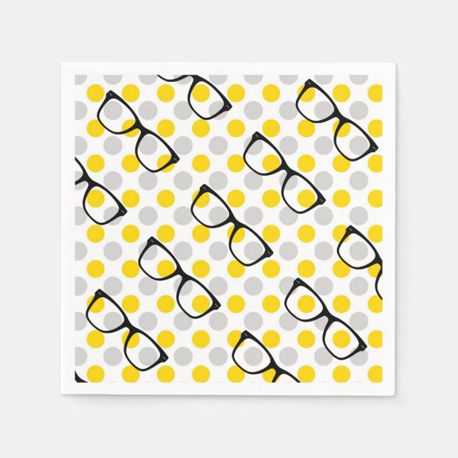 Servilleta De Papel Gafas Hipster Polka Papel de punto Napkins (Anverso)