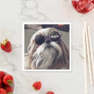 Servilleta De Papel Gafas retro vintage de Guay Shih Tzu Foto Monogram