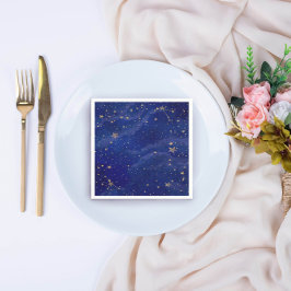 Servilleta De Papel Galaxia azul con estrellas doradas