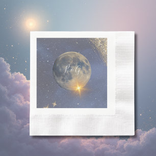 Servilleta De Papel galaxia azul elegante boda celestial