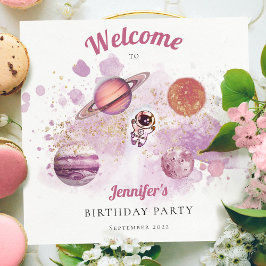 Servilleta De Papel Galaxia de planetas de cohetes de Chicas rosados e