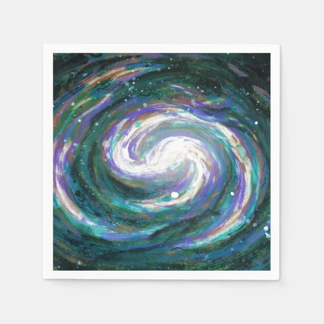 Servilleta De Papel Galaxia esmeralda y púrpura (Anverso)