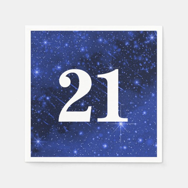 Servilleta De Papel Galaxia Estrella Para Fiesta De Cumpleaños 21 (Anverso)