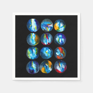 Servilleta De Papel Galaxia nebulosa del planeta azul acuarela