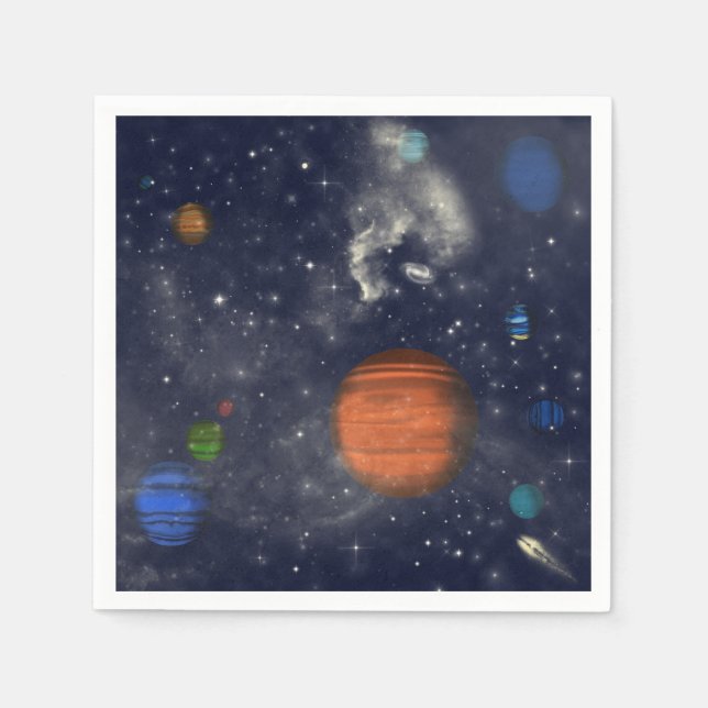 Servilleta De Papel Galaxias con estrellas y planetas en el espacio (Anverso)