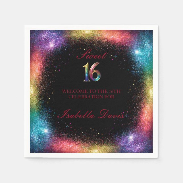 Servilleta De Papel Galaxy Glow Sweet 16 servilletas de papel (Anverso)