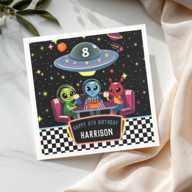 Servilleta De Papel Galaxy Neon Space Alien Boys Birthday (Subido por el creador)