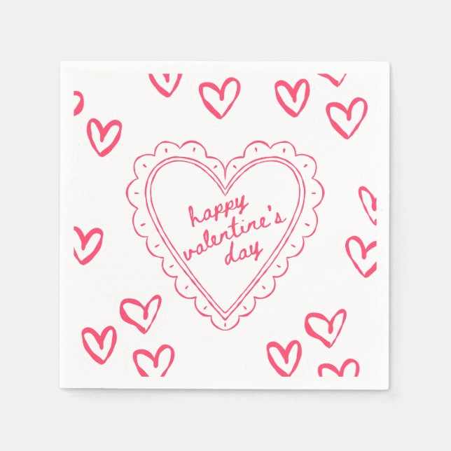 Servilleta De Papel Galentine’s Day Valentine Girly Invitation (Anverso)