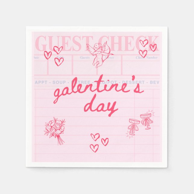 Servilleta De Papel Galentine’s Day Valentine Girly Invitation (Anverso)
