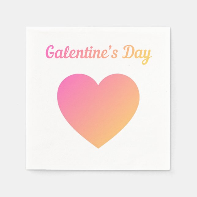 Servilleta De Papel Galentines Day Pink Ombre Heart Party (Anverso)