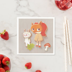 Servilleta De Papel Galletas con decoración de animales de madera