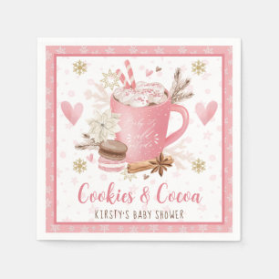Servilleta De Papel Galletas de acuarela rosa y baño de cocoa para bab