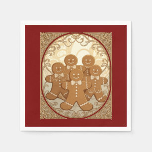 Servilleta De Papel Galletas de Hombre de Jengibre Navidad Art Nouveau