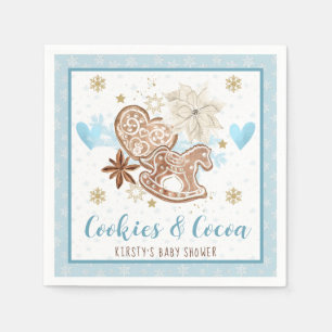 Servilleta De Papel Galletas de Invierno Azul y Cacao para Baby Shower