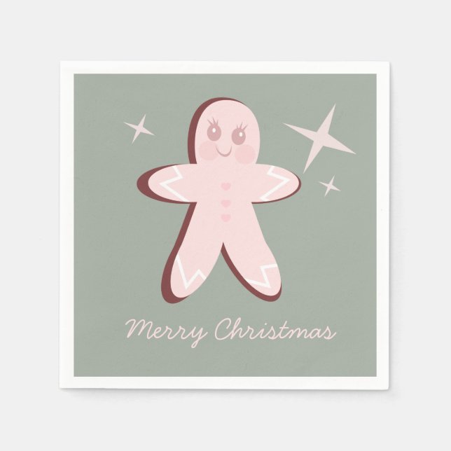 Servilleta De Papel Galletas de Jengibre Retro Groovy Navidad (Anverso)