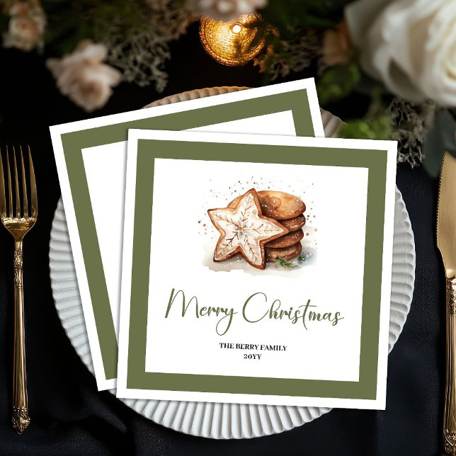 Servilleta De Papel Galletas de Navidad Terrosas y Acogedoras Serville (Cozy Earthy Christmas Cookies Personalized Napkins)
