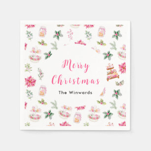 Servilleta De Papel Galletas de Navidad y Follaje Rosa