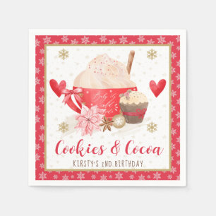 Servilleta De Papel Galletas Rojas y Cocoa Cumpleaños número 2