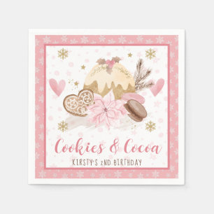 Servilleta De Papel Galletas rosadas y cacao Cumpleaños número 2