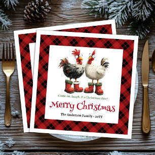 Servilleta De Papel Gallinas de Navidad locas servilletas editable nom