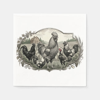 Servilleta De Papel Gallinas en la granja