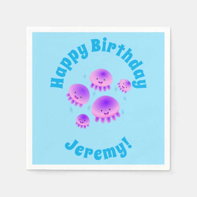 Servilleta De Papel Gallito rosa morado kawaii personalizado (Anverso)