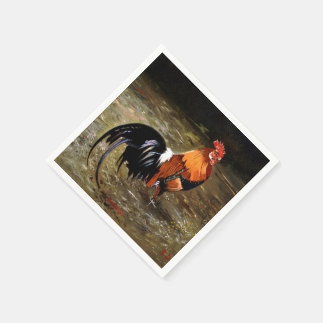 Servilleta De Papel Gallo/Galo/Rooster (Borde)