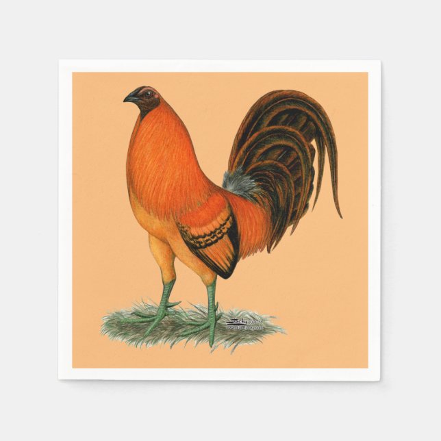 Servilleta De Papel Gallo Ginger Rojo Gamecock (Anverso)