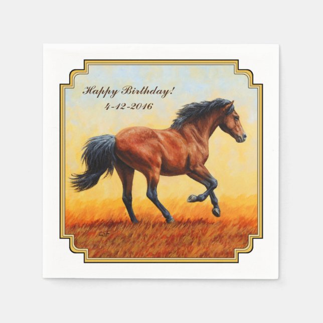 Servilleta De Papel Gallopaje de Caballos de la Bahía (Anverso)