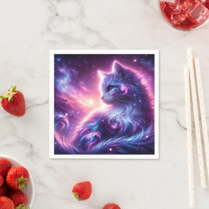 Servilleta De Papel Galoaxia Cósmica Felina Mística Celestial