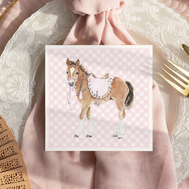 Servilleta De Papel Galopa Chicas del Cumpleaños del Caballo Rosa (Subido por el creador)