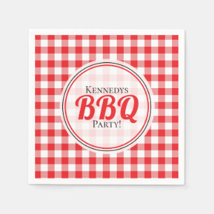 Servilleta De Papel Gama De Cheques De Gingham Rojo Y Blanco