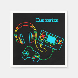 Servilleta De Papel Gamer Retro Neon
