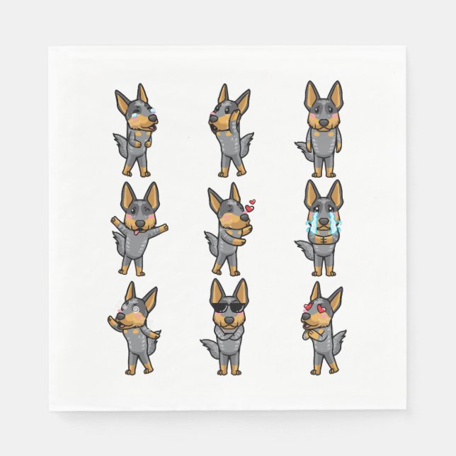 Servilleta De Papel Ganado australiano Kawaii Emoticon (Anverso)