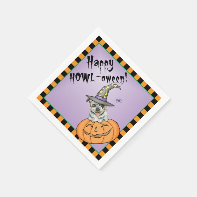 Servilleta De Papel Ganado bovino australiano de Halloween (Borde)